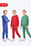 Boys' 3-Piece Plain Kangaroo Pocket Hooded Tracksuit Set