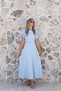 Baby Blue Belted Sleeve Detail Dress