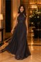 Women's Bitter Coffee Halter Neck Janjan Fabric Premium Evening Dress Nbmy4128