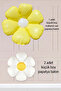 2 Small and 1 Macaron Yellow Daisy Foil Balloon Set - 2