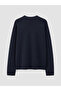 Xside Navy Blue Crew Neck Oversize Women's Knitwear Sweater - 7