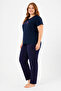 Plus size summer short sleeve awesome women's pajama set - 3