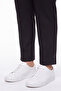 Women's Black Winter High-Waisted Trousers with Stone Detail on the Legs and Waist - 3