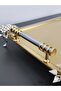 Figured, Metal-Handled, Stainless Steel Rectangular Tray Luxury Presentation Tray Light Gold-Silver - 4