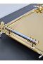 Figured, Metal-Handled, Stainless Steel Rectangular Tray Luxury Presentation Tray Light Gold-Silver - 2