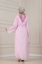 Bolero Detailed Defne Dress with Buckle Detail-Pink - 4