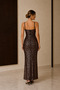 Women's Rose Bronze Sequined Black Base Thin Strap Long Evening Dress - 5