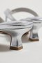 Talya Silver (3 cm Heeled) Caged Short Heeled Sandals with Gold Buckle Detail for Night and Daily Use - 8
