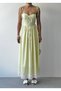 Women's Sari Strap Plaid Poplin Sweetheart Neck Buttoned Maxi Dress with Tie Detail - 3