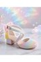 Rainbow Cross-Back Bow-Knot Sand Glitter High-Heeled Evening Dress Shoes - 2