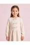 Girls Beige Floral Bow Dress
