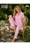 Venus 5 Button Pink Striped Pajama Set