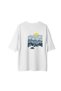 Women's Oversize T-Shirt Layered Mountain Silhouette Camping Tent Pine Tree Nature Printed Relaxed Fit Casual - 2