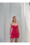 Women's Fuchsia Corset Detailed Draped Mini Dress Yel0222 - 4