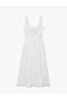 Lace Detailed Lace-Up U-Neck Sleeveless A-Line Long Poplin Dress - 2