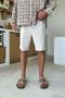 Elastic Waist Fabric Shorts Stone Color