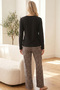 Black Leopard Patterned Embroidered Cotton Lycra Knitted Pajama Set26240298 - 3