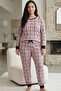 Plaid Patterned Cotton Lycra Large Size Oversized Knitted Pajama Set26240882 - 2