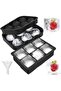 Silicone ice cube tray 2-piece set, round and square with funnel, suitable for whiskey, black.