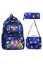 Men's Patterned Triple Children's Primary School School Bag Set (Bag Thermal Lunch Bag Pen Holder Small Wallet Accessory)