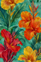 Tropical Orange Yellow Hibiscus Floral Patterned 70X150 Beach Towel - Cotton Bath Towel - 3