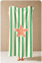 Retro Green Striped Starfish Patterned 70X150 Beach Towel - Digital Printed Fade-Resistant Bath Towel - 5