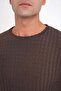 Slim Fit Stretch Cotton Textured Fabric Long Sleeve Brown T-Shirt Ts 934 - 6