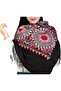 شال نسائي مطرز كبير الحجم مع شراشيب - 4