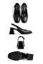 Mowio black leather high heeled shoes