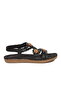 Women's Black Glittery Flower Detailed Multi-Strap Stylish Sandals with Padded Sole 9657 Z - 2