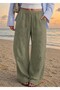 Women's Green Linen Pantalon - 2