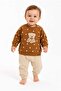Baby 100% Cotton Teddy Bear Patterned Sweatshirt and Pants Set