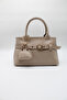 Women's Beige Belt Detailed Lined Crossbody Bag with Charm Accessories for Hand, Arm and Shoulder Use - 2