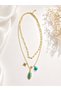Turquoise Stone Multi-Chain Necklace – Gold Color Layered Necklace with Star Detail - 3