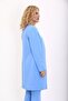 O-Neck Plain Long Jacket-Sky - 3