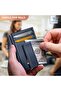 محفظة رفيعة للرجال، حامل بطاقات جلدي مزود بخاصية حجب RFID مع إغلاق مغناطيسي، تتسع لـ 12 بطاقة، ومقصورة للأوراق النقدية - 4