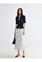 Blue Elastic Waist Belted Diamond Patterned Skirt - 8