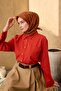 Thin Cotton Soft Scarf Olive-Tile-Oxide Brown Patterned Breathable Tok Duruşlu 90X90 - 6