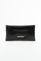 Shiny Black Wallet Bag with Chain Strap and Buckle Women's Crossbody Bag