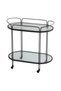2-Tier Glass Bar Cart with Wheels, Rolling Serving Trolley with Clear Glass Shelves & Metal Frame