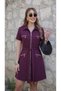 Women's short sleeve collared front zippered and pocketed short modal dress - 3