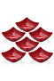 6 Pieces of Unbreakable Melamine Square Mini Sauce Bowls and Snack Bowls 10 cm - Red - 2