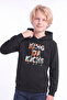 Boy's Printed Kangaroo Pocket Long Sleeve Hooded Sweatshirt - 4