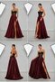 Burgundy Green Matte Satin High Waist Puffy Long Evening Skirt – Slit A-Line Maxi Skirt - 3