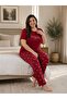 Women's Plus Size Milan Fabric Crew Neck Short Sleeve Pajama Set Gift, Dowry Pajama Set - 3