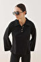 Long Sleeve Polo Neck T-Shirt Black - 6