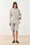 Scarf Striped Long Sleeve Cotton T-Shirt Beige - 5