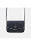 Women's Black Mini Covered Leather Messenger Bag - 3