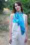 100% Silk Batik Scarf Blue Patterned - 2