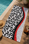 White Black Leopard and Red Wave Patterned 70X150 Beach Towel - Cotton Bath Towel - 3